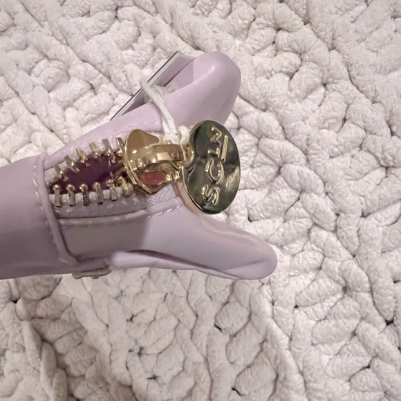 NWT Stoney Clover Lane large lilac patched pouch pearl travel letters - Picture 5 of 7